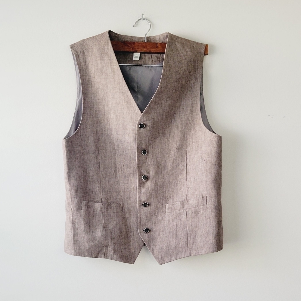 Joseph Abboud cream color button up men's vest size M